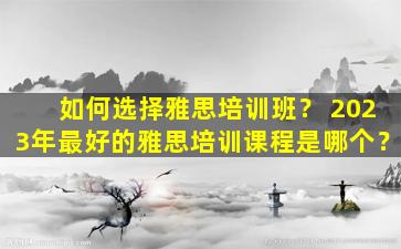 如何选择雅思培训班？ 2023年最好的雅思培训课程是哪个？